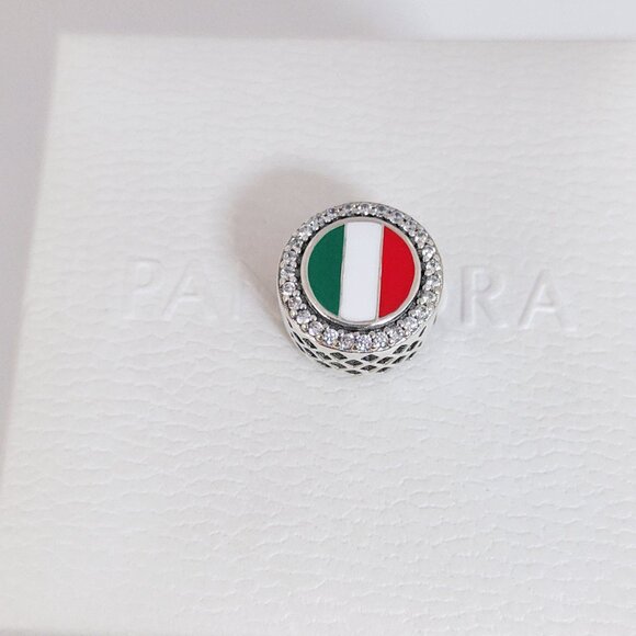 Pandora Italy Flag Bead Charm Bracelet Pendant S925 Silver with box - Picture 7 of 8